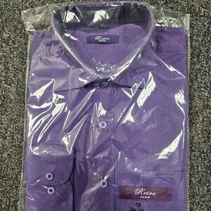 Men's Regular Fit Long Sleeve Solid Color Dress Shirts Purple